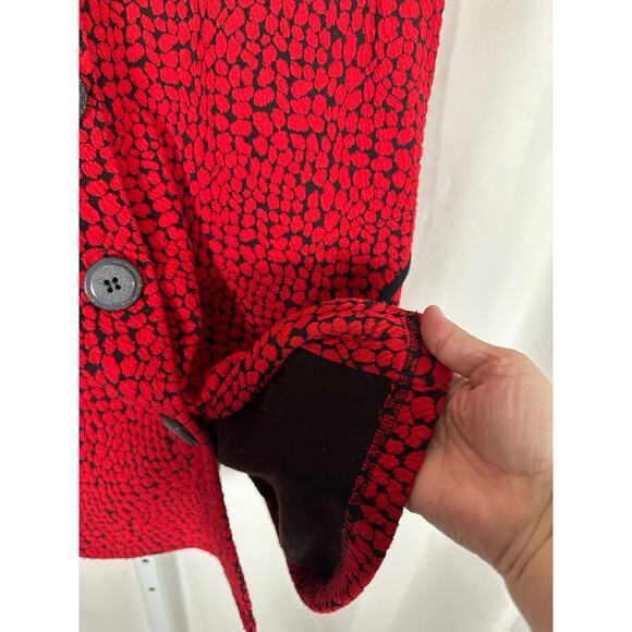 Ali Miles Red Black Textured Sleeveless‎ Button Longline Vest XL Lagenlook Artsy - Picture 9 of 12